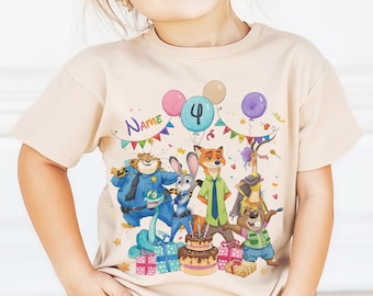 Custom Name Zootopia 2 Birthday Shirt, Disney Judy Hopps Nick Wilde Gary De'Snake Birthday Gift, Disneyland Family Tee