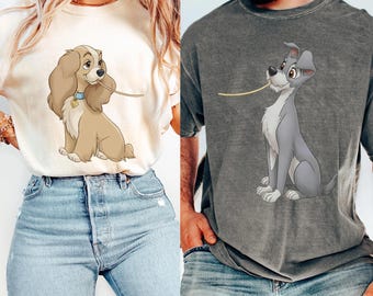 Retro Disney Lady And The Tramp Spaghetti Couple Shirt, Disney Matching Tee, Disneyland Couple Trip Outfits, Gift for Him Her, Best Day Ever