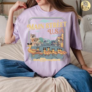 Comfort Colors Disney Duckling Main Street USA T Shirt, Walt Disney World Magic Kingdom Tee, Cute Animal Lovers Gift, WDW Family Trip Outfit Orchid