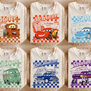 Disney Cars Retro Radiator Springs Shirt,Lightning McQueen Mater Sally Matching Shirt, Pixar Cars Land Tee, Disneyland Disney World Trip Ivory/Natural