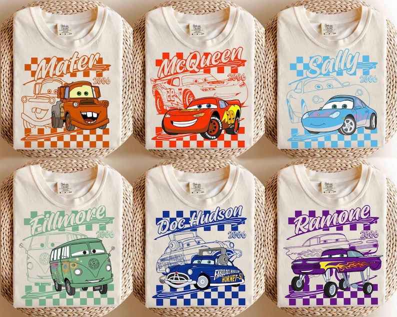 Disney Cars Retro Radiator Springs Shirt,Lightning McQueen Mater Sally Matching Shirt, Pixar Cars Land Tee, Disneyland Disney World Trip Ivory/Natural
