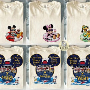 Comfort Colors Disney Characters Summer Cruise Custom Tee, Swimming Floats Mickey and Friends, Disney Family Cruise, My First Cruise Trip