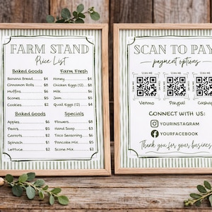 Paquete de letreros para puestos de venta de productos agrícolas / Precios, pagos y sistema de confianza editables (descarga digital)