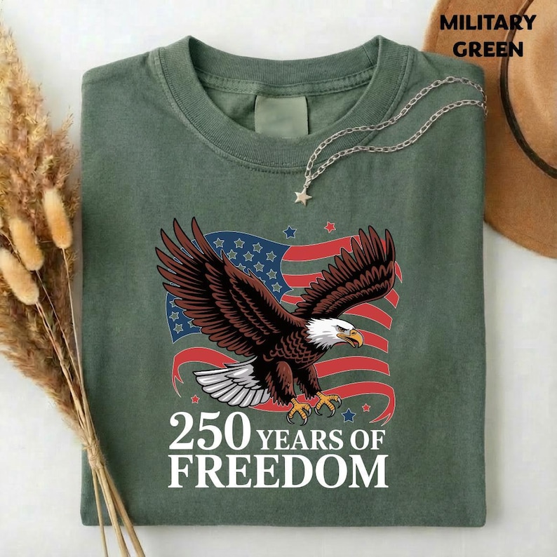 America 250 Shirt, Patriotic Eagle Tee, 1776 2026 Freedom Sweater, Vintage USA Flag Anniversary T-Shirt, Fourth Of July Heritage Pride Top image 1