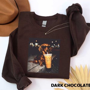 Dachshund Drinking Iced Coffee T-shirt, Vintage Funny Dog Graphic Apparel, Wiener Dog Sweatshirt, Sausage Dog Top, Trendy Dog Unisex Tee image 6