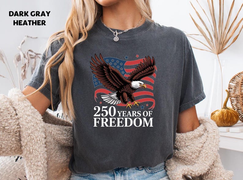 America 250 Shirt, Patriotic Eagle Tee, 1776 2026 Freedom Sweater, Vintage USA Flag Anniversary T-Shirt, Fourth Of July Heritage Pride Top image 5