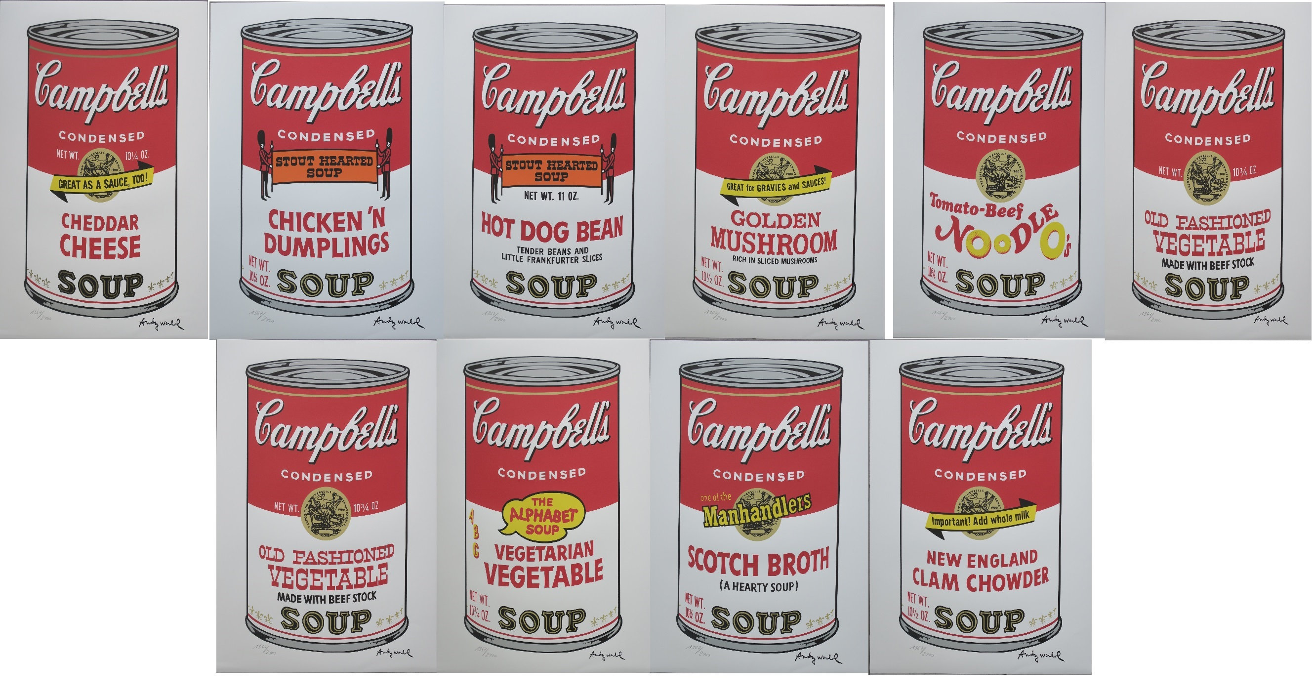 限定 Campbells Soup II/10枚セット 証明書付/ウォーホル アンディ・ウォーホル「キャンベルスープ10個II」2400部限定版