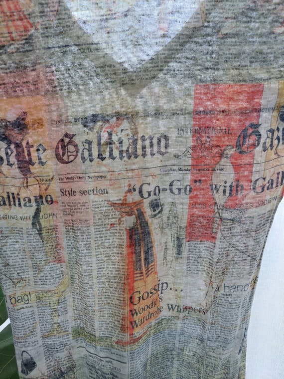 トップス John Galliano Unionjack News Paper Knit John Galliano Newspaper Print Long Sleeve Top – FRUIT Vintage