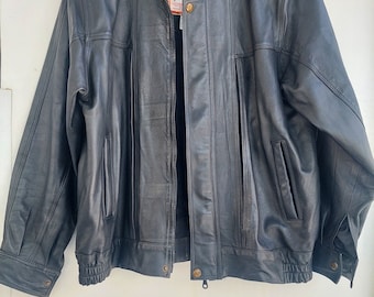 Vintage Men's Real Leather Black Jacket Size XL Bikers Jacket Motorcycle Jacket Brand: Samson