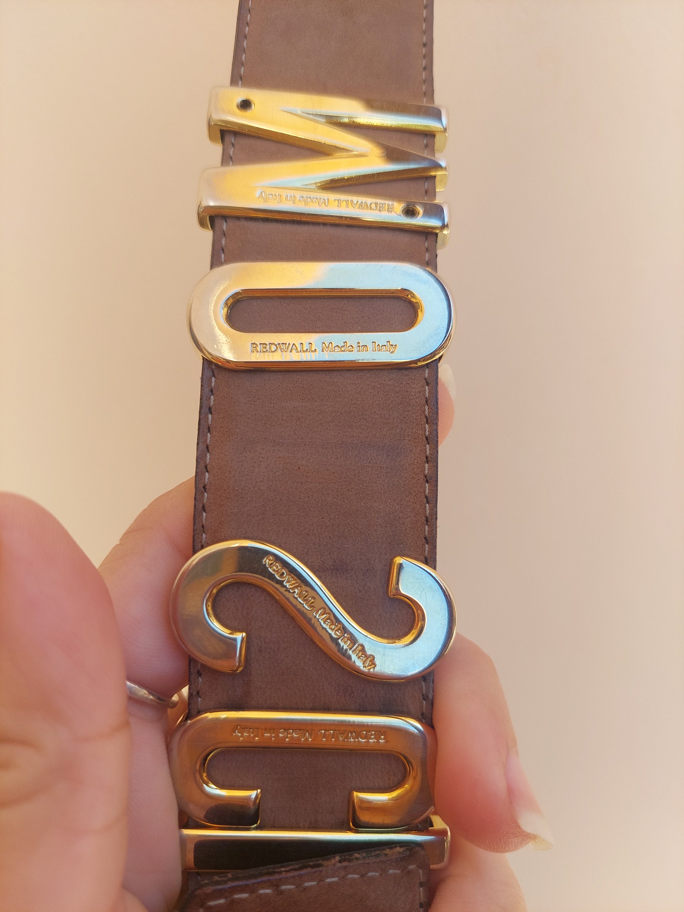 Vintage 90s Authentic MOSCHINO Black Leather Belt With Gold 