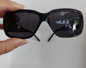 Vintage Roberto Cavalli lunettes de soleil noires avec strass