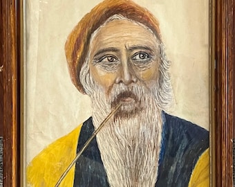 Retrato de técnica mixta de mediados de siglo, 1952 – Estudio etnográfico en gouache y pastel al óleo.