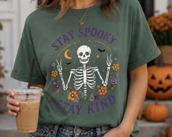 Halloween Skeleton Shirt | Retro Spooky Season | Fall Graphic Tee | Cozy Autumn Gift