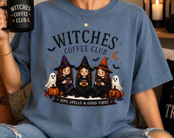 Witches Coffee Club Halloween Shirt, Cozy Fall Graphic Tee