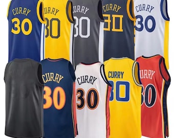 Maglia da basket personalizzata di Stephen Curry NBA Golden State Warriors, disponibile in tutte le taglie.