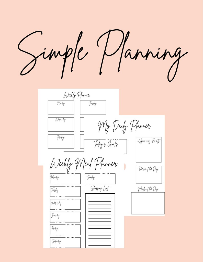 Simple Planning PDF Printable - Etsy