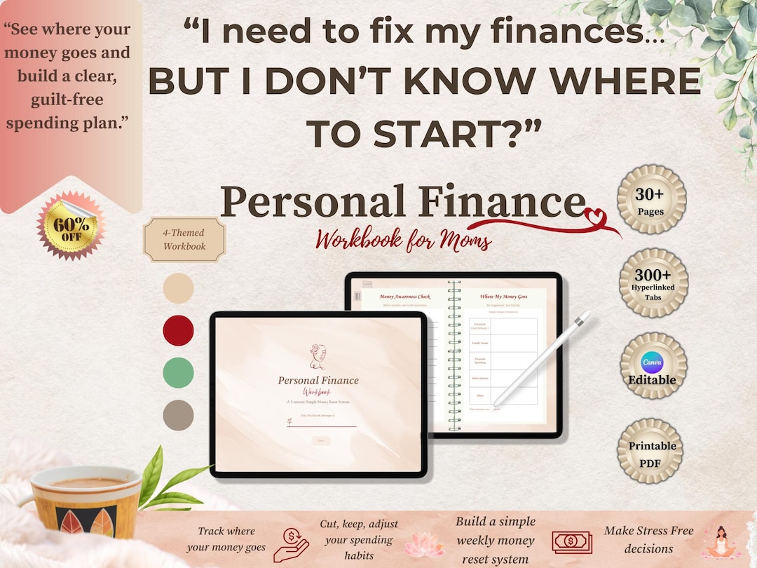 Minimalist Personal Finance Workbook for Mom, Expense Tracker &amp; Money ...