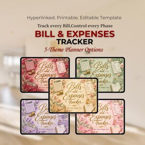Bills and Expenses Tracker for Moms, Hyperlinked Digital Budget Planner, Floral Aesthetic Money Organizer, Monthly Savings Spending Log