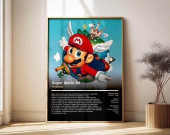 スーパーマリオ64 jpn ウォールポスター ボックスアート レトロビデオ
