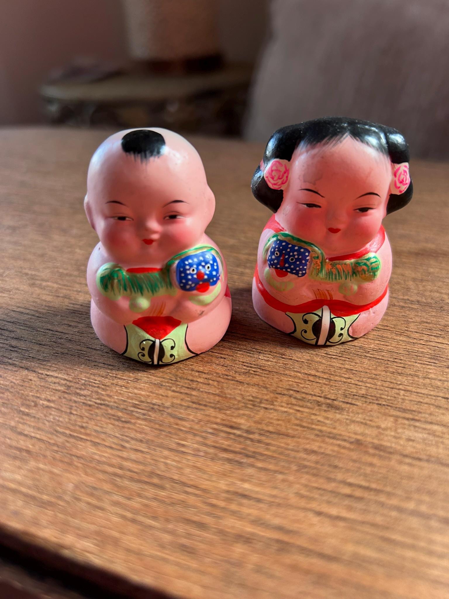 Mid Century Asian Chalkware Figurine Pair - Etsy
