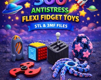 Antistress Flexi fidget Toys 300 STL and 3mf files: Articulated, mechanical, sensory 3D models