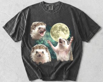 Funny Hedgehog Shirt Retro Vintage Animal Tee, Cute Hedgehog Graphic T-Shirt, Forest Animal Lover Gift, Oversized Washed Aesthetic Tee