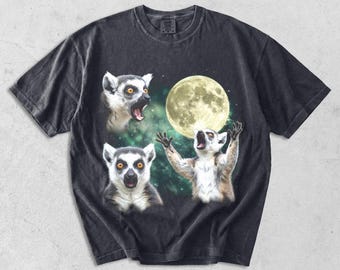 Funny Lemur Shirt Retro Vintage Animal Tee, Cute Lemur Graphic T-Shirt, Jungle Animal Lover Gift, Oversized Washed Aesthetic Tee