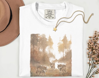 Comfort Colors®, Wolf Vintage 90s Graphic Style, Grunge Clothing Aesthetic, Grey Wolf Washed Oversize Tee, Washed Oversize Shirt