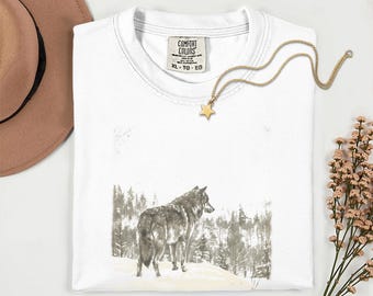 Comfort Colors®, Retro Meme Tee, Wild Free, Tshirt, Grunge Retro Howling Wolf Faded T-Shirt, Washed Oversize Shirt, Retro Meme Tee