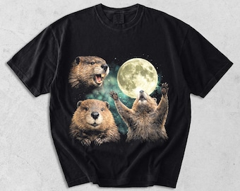 Funny Beaver Shirt Retro Vintage Animal Tee, Cute Beaver Graphic T-Shirt, River Animal Lover Gift, Oversized Washed Aesthetic Tee