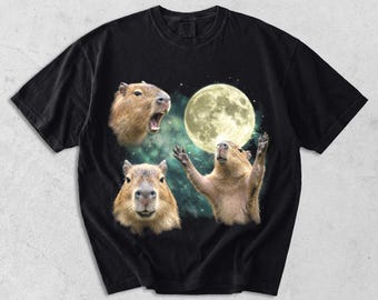 Funny Capybara Shirt Retro Vintage Animal Tee, Cute Capybara Graphic T-Shirt, Chill Animal Lover Gift, Oversized Washed Aesthetic Tee