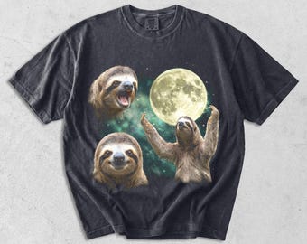 Funny Sloth Shirt Retro Vintage Animal Tee, Cute Sloth Graphic T-Shirt, Chill Animal Lover Gift, Oversized Washed Aesthetic Tee