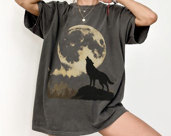 Comfort Colors®, Alpha Wolf, Wolf Lovers Retro Tee, Tshirt, Vintage Wolf Classic 90s Graphic T-Shirt, Nostalgia Unisex Oversize Tee