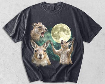 Funny Kangaroo Shirt Retro Vintage Animal Tee, Cute Kangaroo Graphic T-Shirt, Australian Animal Lover Gift, Oversized Washed Aesthetic Tee