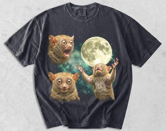Funny Tarsier Shirt Retro Vintage Animal Tee, Cute Tarsier Graphic T-Shirt, Exotic Night Animal Lover Gift, Oversized Washed Aesthetic Tee