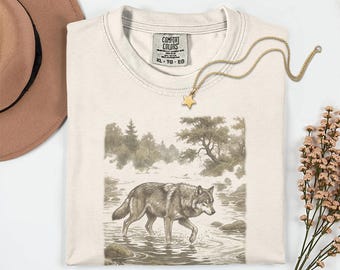 Comfort Colors®, Wilderness Tee, Wolves Vintage 90s Graphic Shirt, Nostalgia Nature Animal Print, Tshirt, Alpha Wolf, 2000s