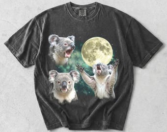 Funny Koala Shirt Retro Vintage Animal Tee, Cute Koala Graphic T-Shirt, Sleepy Animal Lover Gift, Oversized Washed Aesthetic Tee