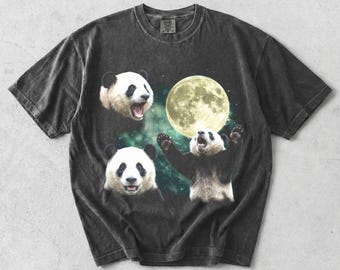 Funny Panda Shirt Retro Vintage Animal Tee, Cute Panda Graphic T-Shirt, Bamboo Animal Lover Gift, Oversized Washed Aesthetic Tee