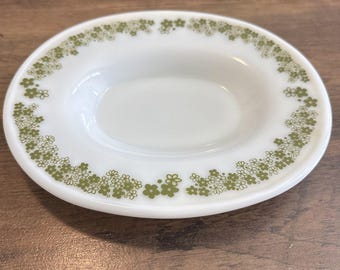 VTG Pyrex Corning Gravy Boat Under Plate ONLY 77-U Spring Blossom Crazy Daisy