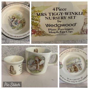 Beatrix Potter Wedgewood 4 Piece Mrs Tiggy Winkle Nursery Set New in Box