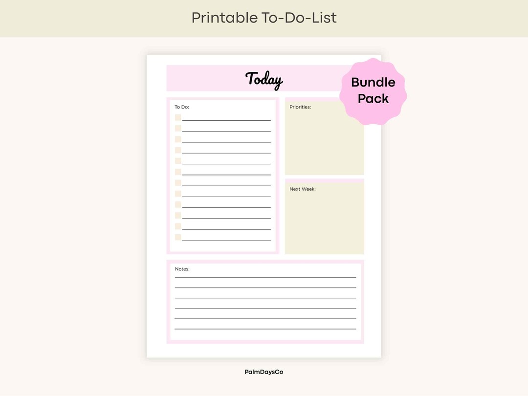 Printable Daily Planner Bundle, ADHD Friendly to Do List, Minimalist ...