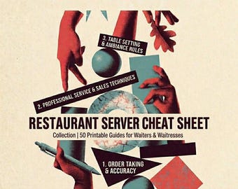 Restaurant Server Cheat Sheet Collection: 50 Printable Guides for Waiters and Waitresses