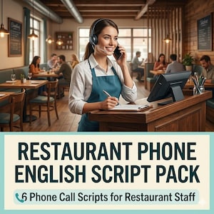 Guiones telefónicos en inglés para restaurantes / Capacitación para meseros que hablan inglés como segundo idioma (Descarga en PDF)