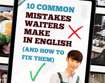 10 häufige englische Fehler Kellner Make + Fix Guide | Druckbares ESL Trainings PDF