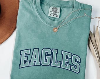 Eagles PNG, Blue Striped Eagles Mascot PNG, Varsity School Spirit Shirt Design, Team Spirit, Game Day Sports Sublimation PNG