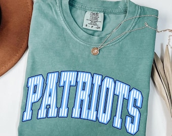 Patriots PNG, Blue Striped Patriots Mascot PNG, Varsity School Spirit Shirt Design, Team Spirit, Game Day Sports Sublimation PNG
