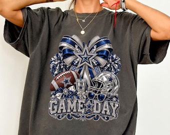 Game Day Football PNG, Blue Silver Football PNG, Glitter Football Sublimation, Cheer Mom PNG, Football Season Shirt Design, Digital Download
