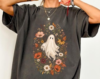 Vintage Fall Ghost PNG, Floral Halloween Ghost PNG, Autumn Ghost Sublimation, Cute Spooky Season PNG, Boho Halloween Shirt Design