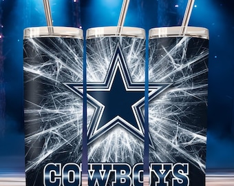 Dallas Cowboys Glitter Sublimation PNG | Football Team Tumbler Wrap | 20oz Skinny Tumbler Design | Game Day Fan Gift | Digital Download