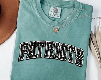 Patriots PNG, Blue Striped Patriots Mascot PNG, Varsity School Spirit Shirt Design, Team Spirit, Game Day Sports Sublimation PNG
